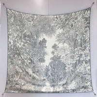 “Francois Houtin” Botanical Garden Cashmere & Silk Shawl 136 x 137 cm – Grey Green