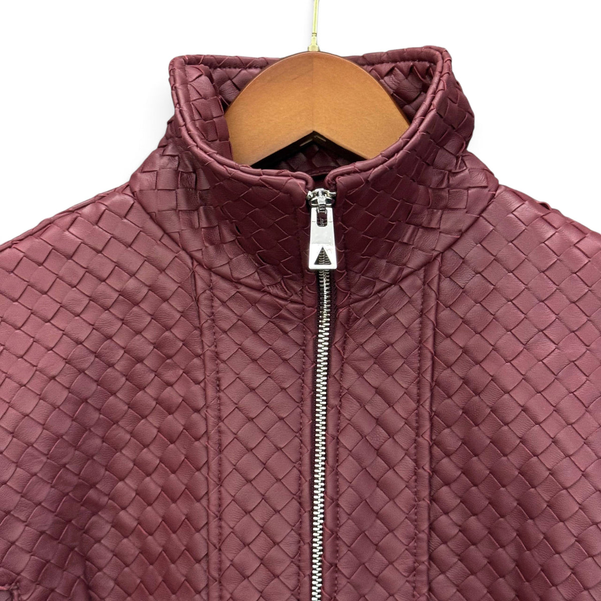 Intrecciato Leather Blouson Genuine Leather Jacket