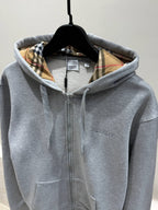 Gray Logo Zip Hoodie for Men
