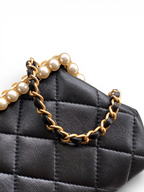 Pearl-Trim Quilted Evening Bag