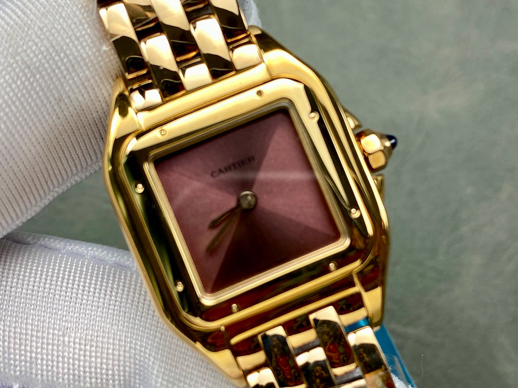 Panthère Style Gold-Tone Square Watch – 22mm