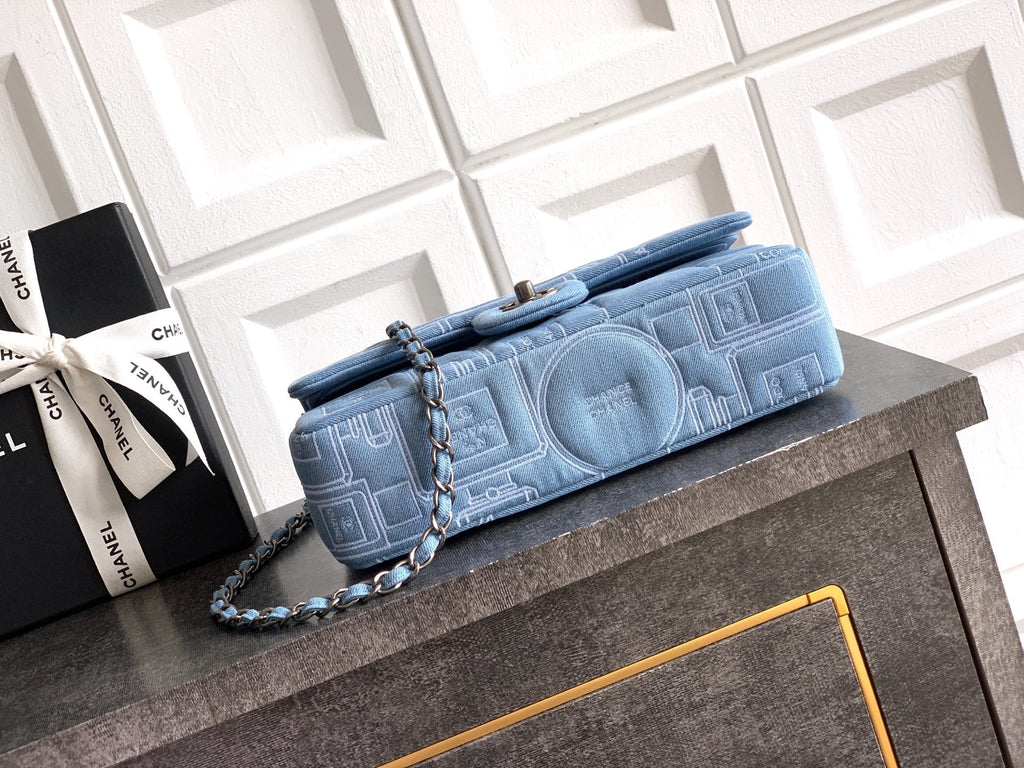 Denim Classic Flap Chain Shoulder Bag
