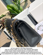 3.55 Large Caviar Leather Classic Double Flap Bag - Gold hardware