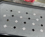 Long Clover Necklace – Black Onyx & Diamond Look
