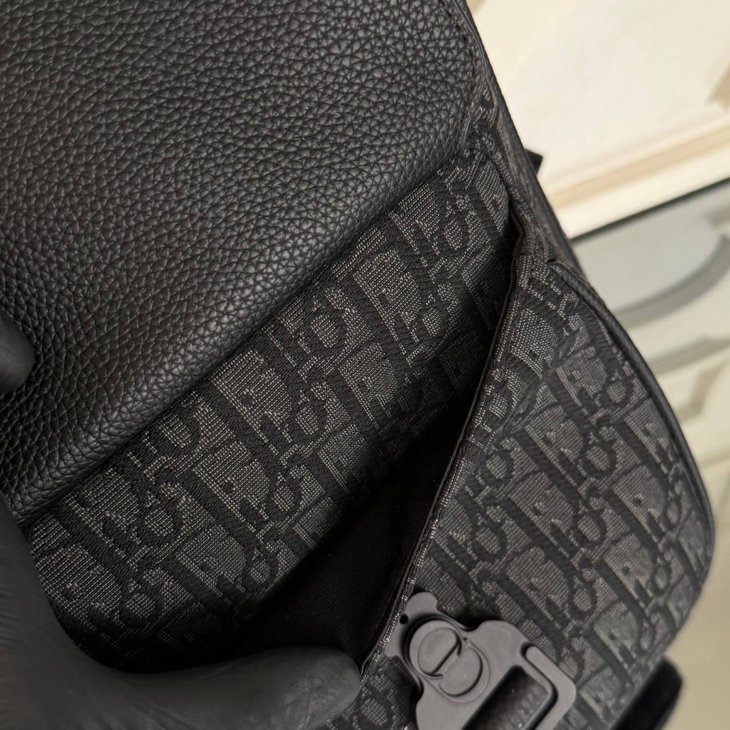 Saddle Backpack with Flap in Oblique Jacquard Backpack