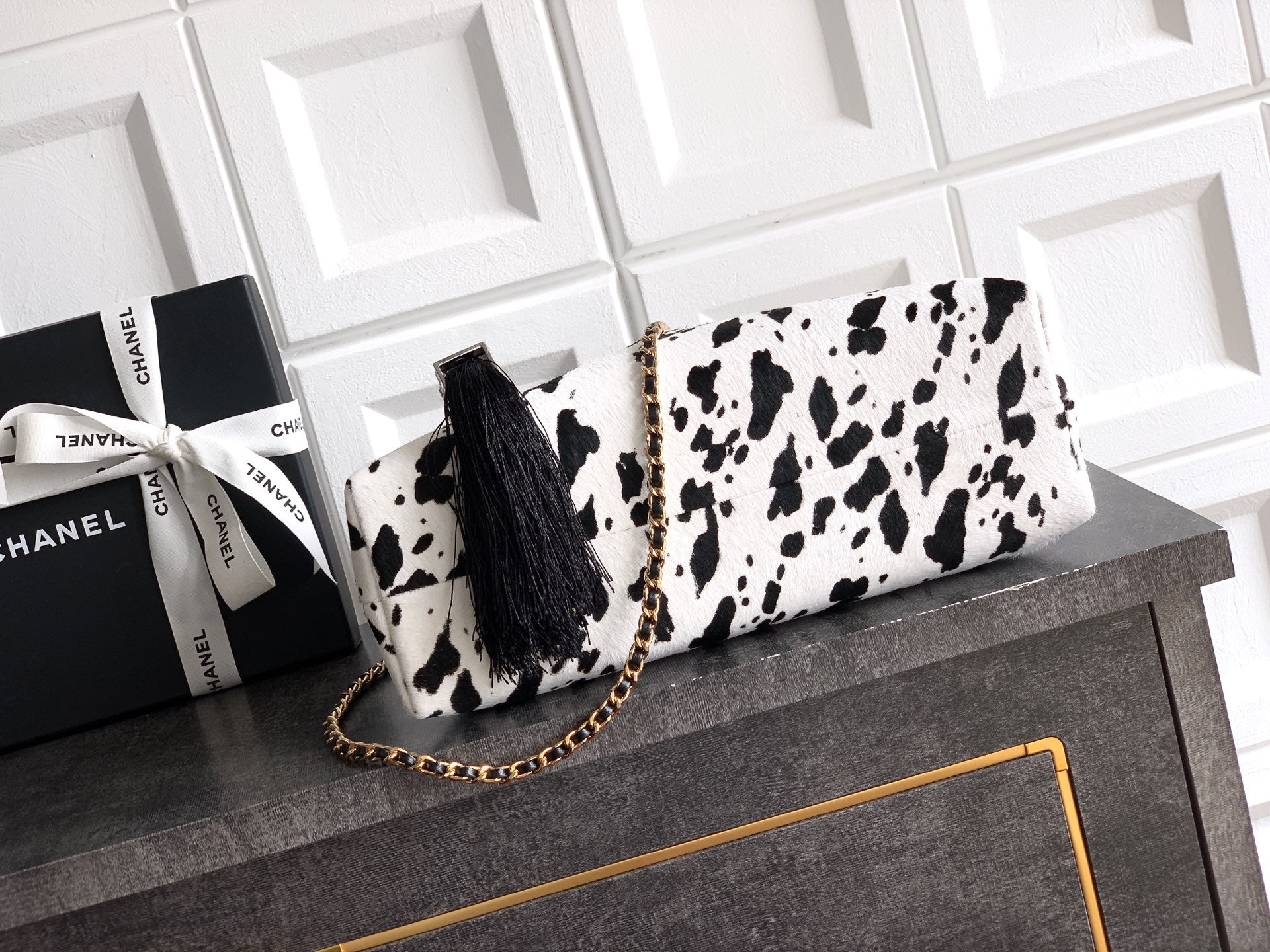 Pony Hair Quilted Triangle Top Handle Bag