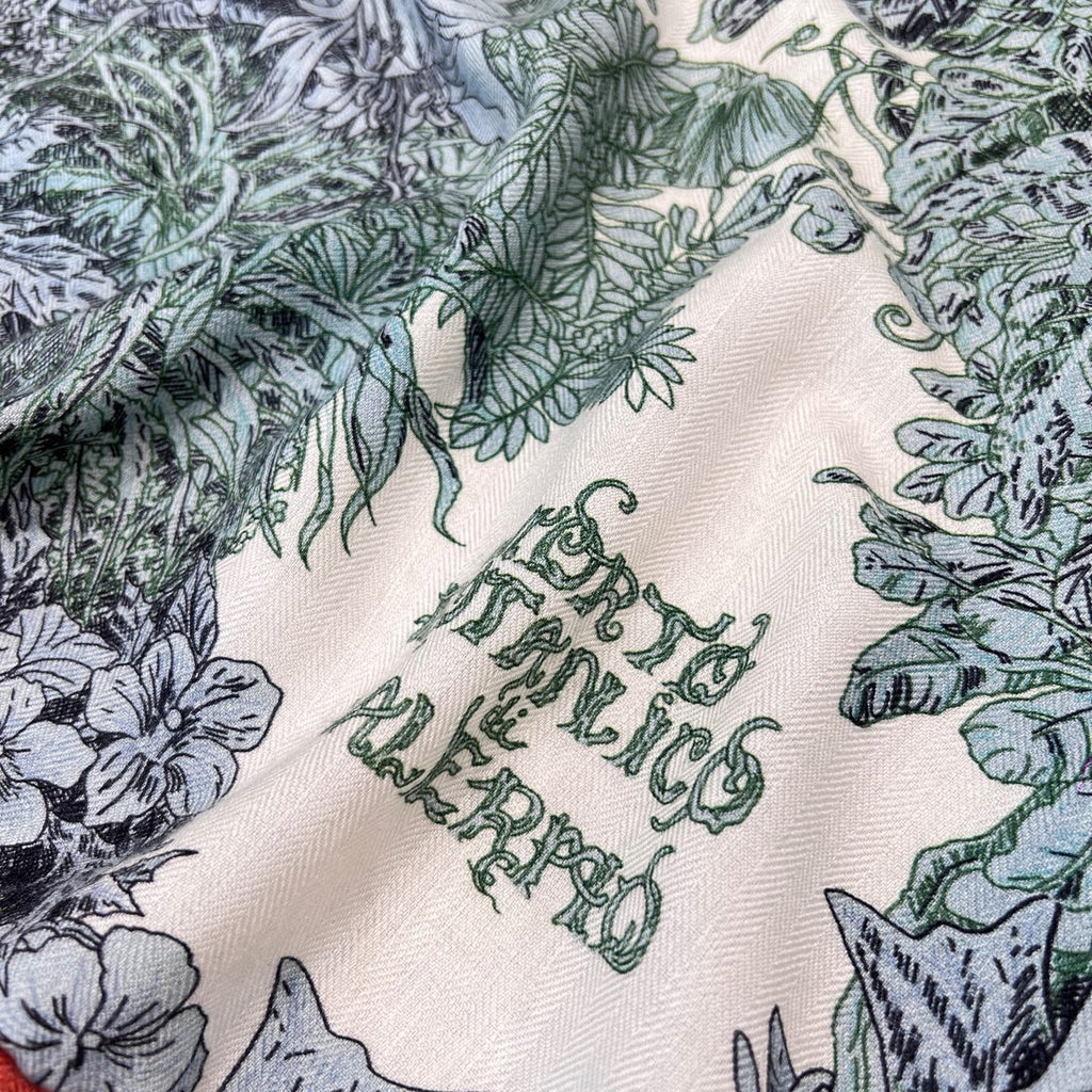 “Francois Houtin” Botanical Garden Cashmere & Silk Shawl 136 x 137 cm