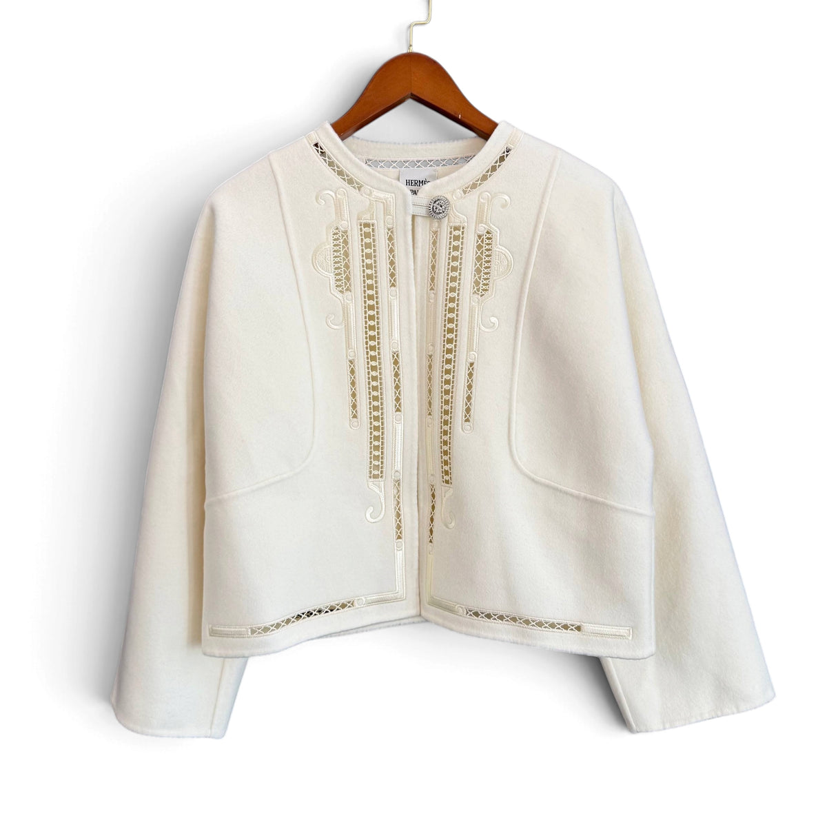 Cashmere Embroidered Jacket with Lambskin Slab