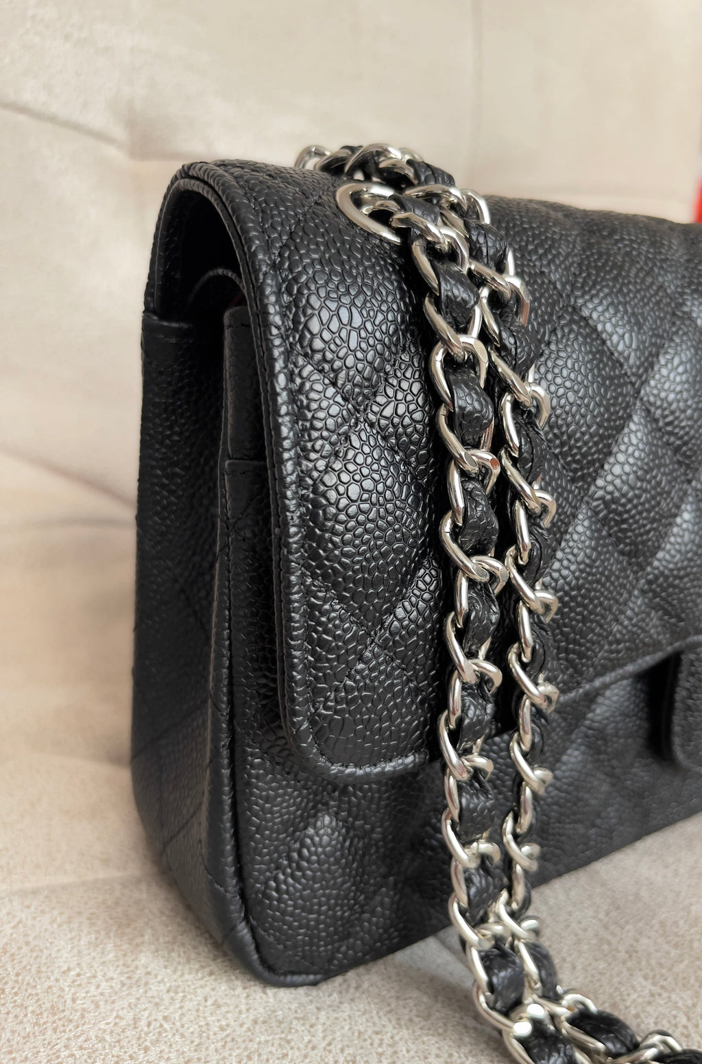 2.55 Classic Double Flap Bag - Black Caviar, Silver hardware
