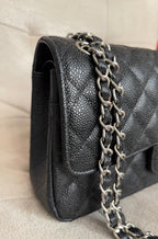 2.55 Classic Double Flap Bag - Black Caviar, Silver hardware