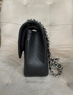 2.55 Classic Double Flap Bag - Black Caviar, Silver hardware