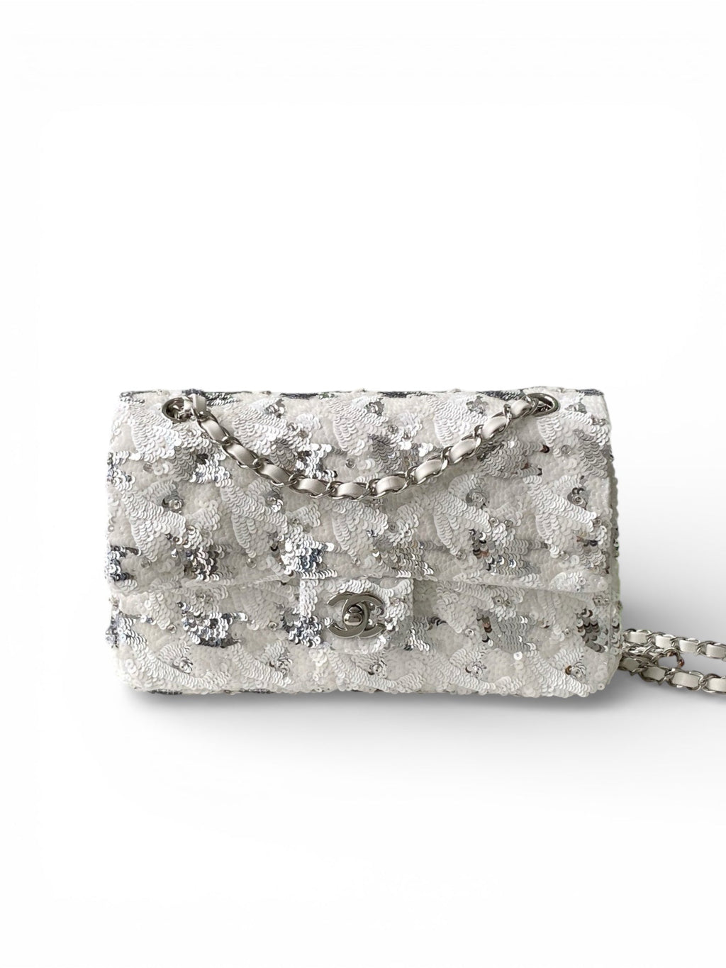 25 Embellished Tweed Flap Shoulder Bag