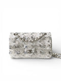 25 Embellished Tweed Flap Shoulder Bag