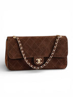 Quilted Suede Chain Shoulder Bag