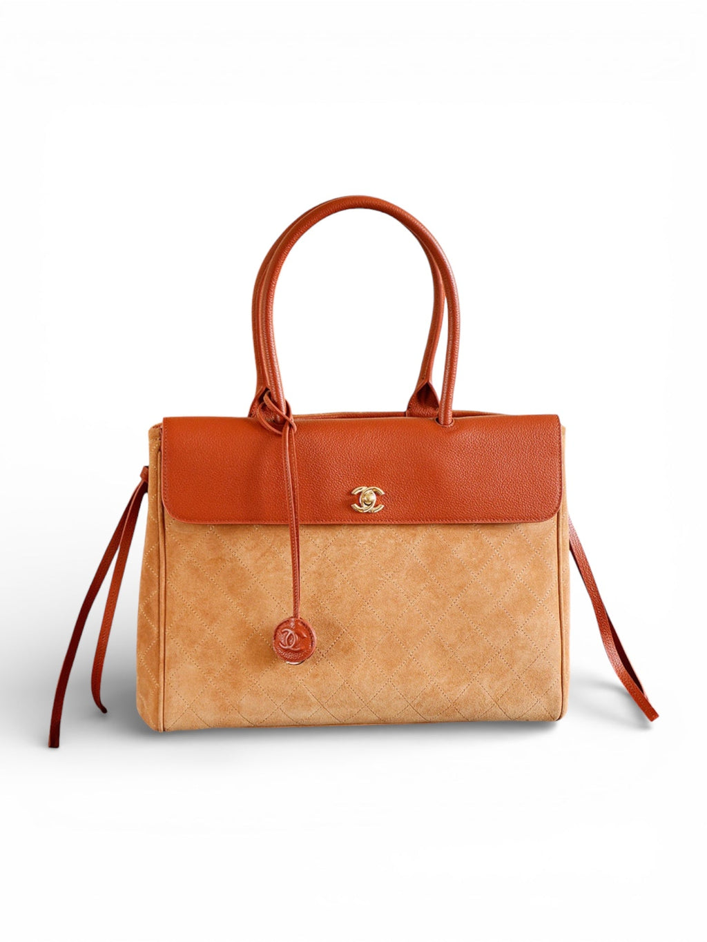 Suede & Leather Boston Top Handle Bag