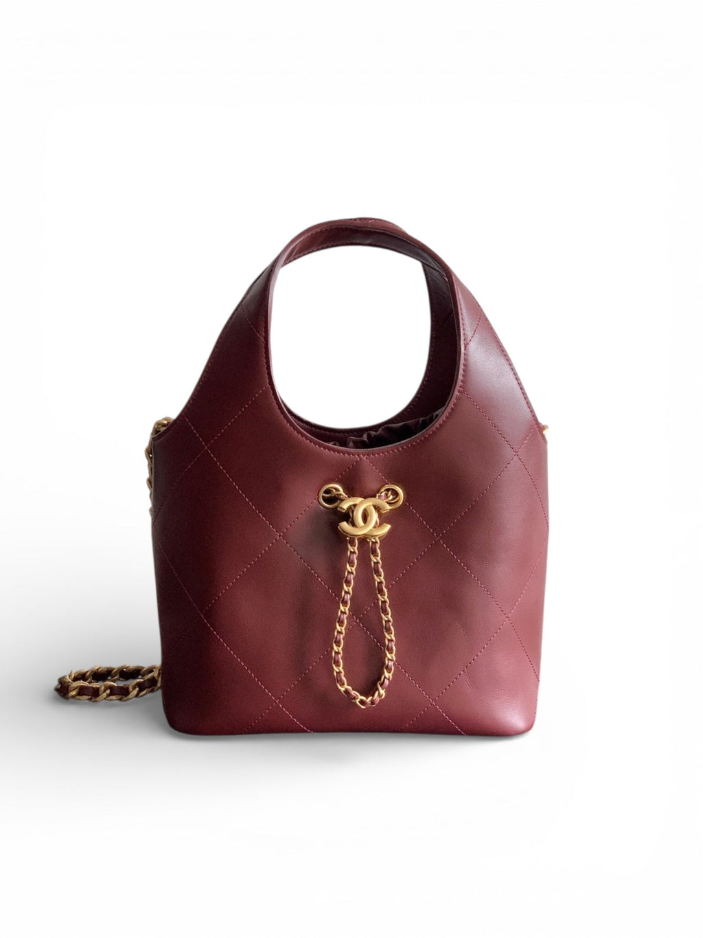 26P Quilted Leather Style Basket Bag