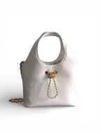 26P Quilted Leather Style Basket Bag