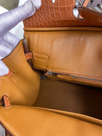 Birkin 25 Togo Leather & Crocodile Leather Bag