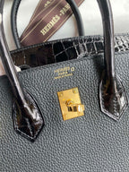Birkin 25 Togo Leather & Crocodile Leather Bag