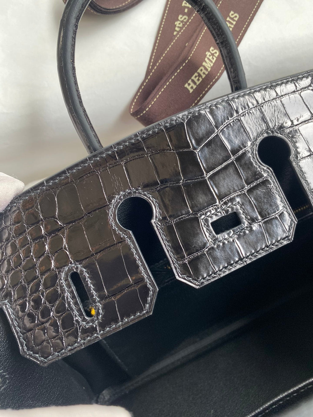 Birkin 25 Togo Leather & Crocodile Leather Bag