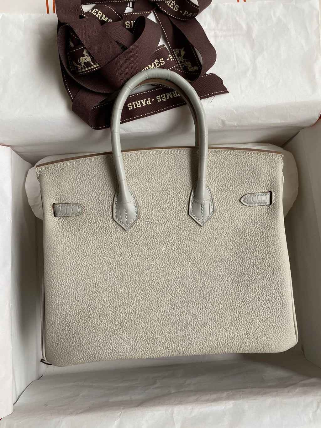 Birkin 25 Togo Leather & Crocodile Leather Bag