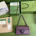 Croc-Embossed Dionysus Shoulder Bag