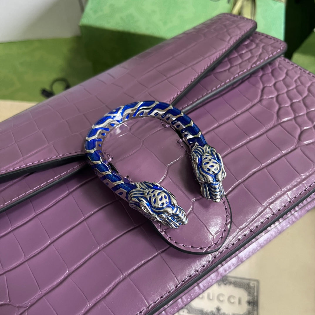 Croc-Embossed Dionysus Shoulder Bag
