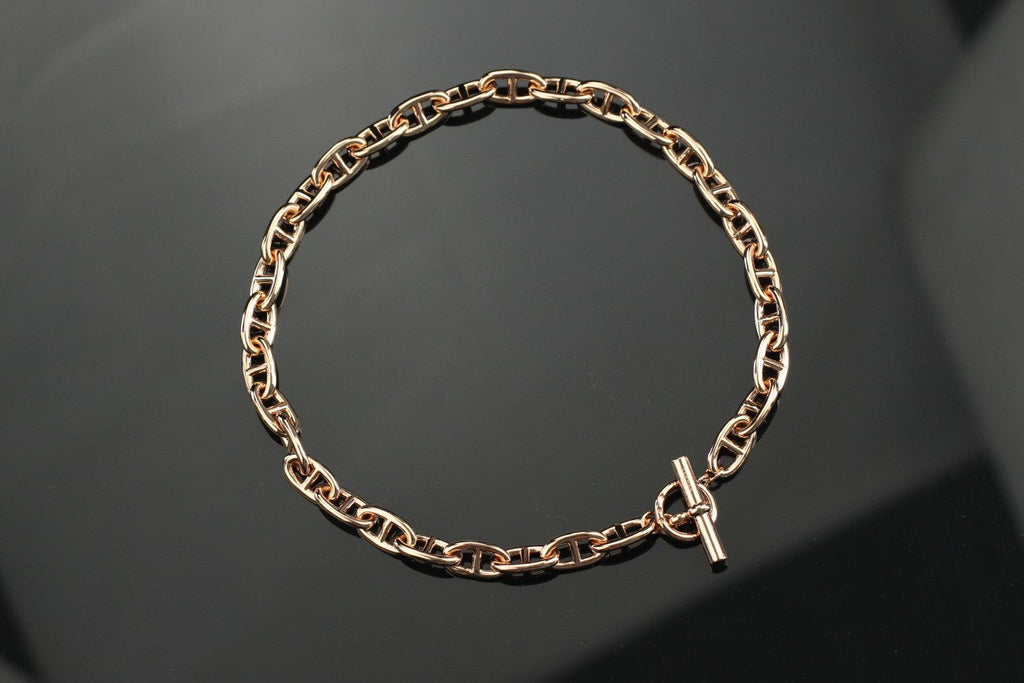 Farandole Pavé Anchor Link Necklace – 47cm Rose Gold-Tone