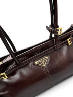 Dark chocolate leather shoulder bag, style 6971