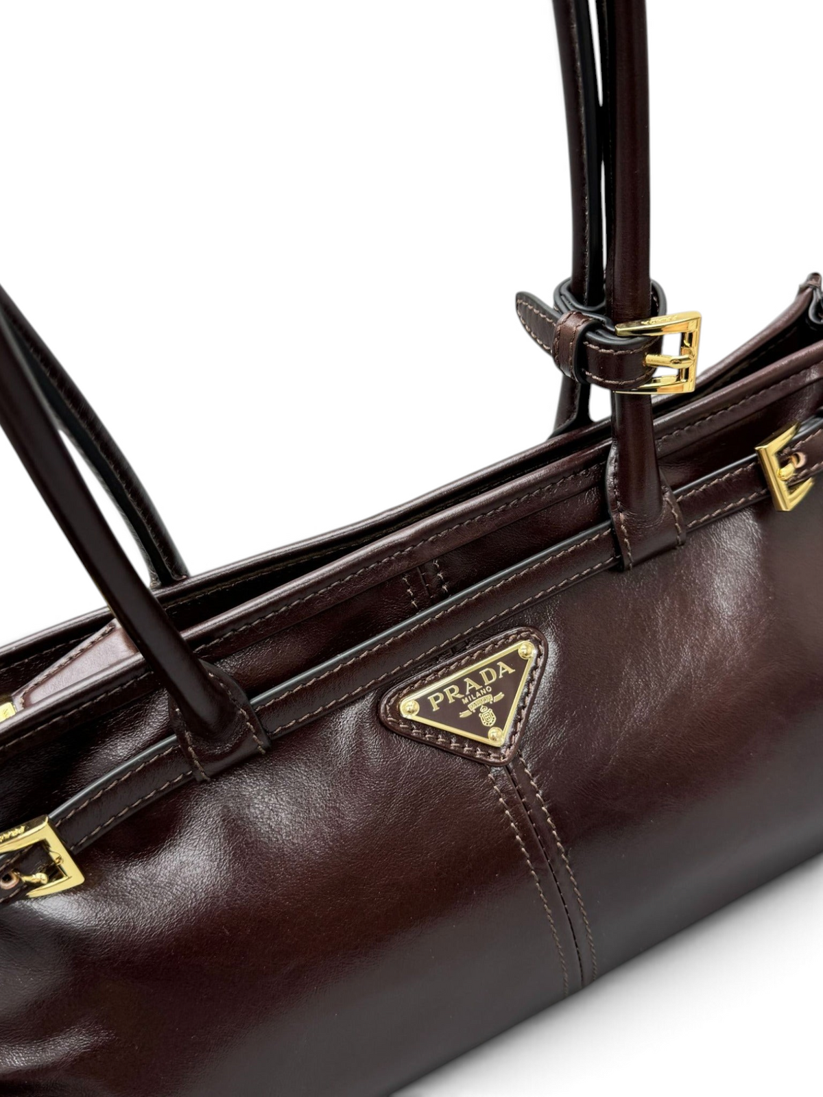 Dark chocolate leather shoulder bag, style 6971