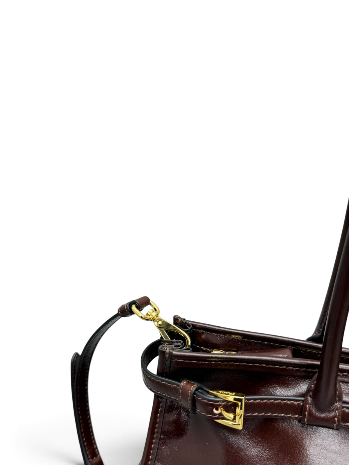 Dark chocolate leather shoulder bag, style 6971