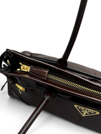 Dark chocolate leather shoulder bag, style 6971