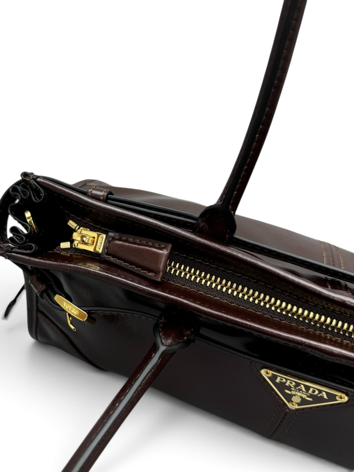 Dark chocolate leather shoulder bag, style 6971