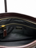 Dark chocolate leather shoulder bag, style 6971
