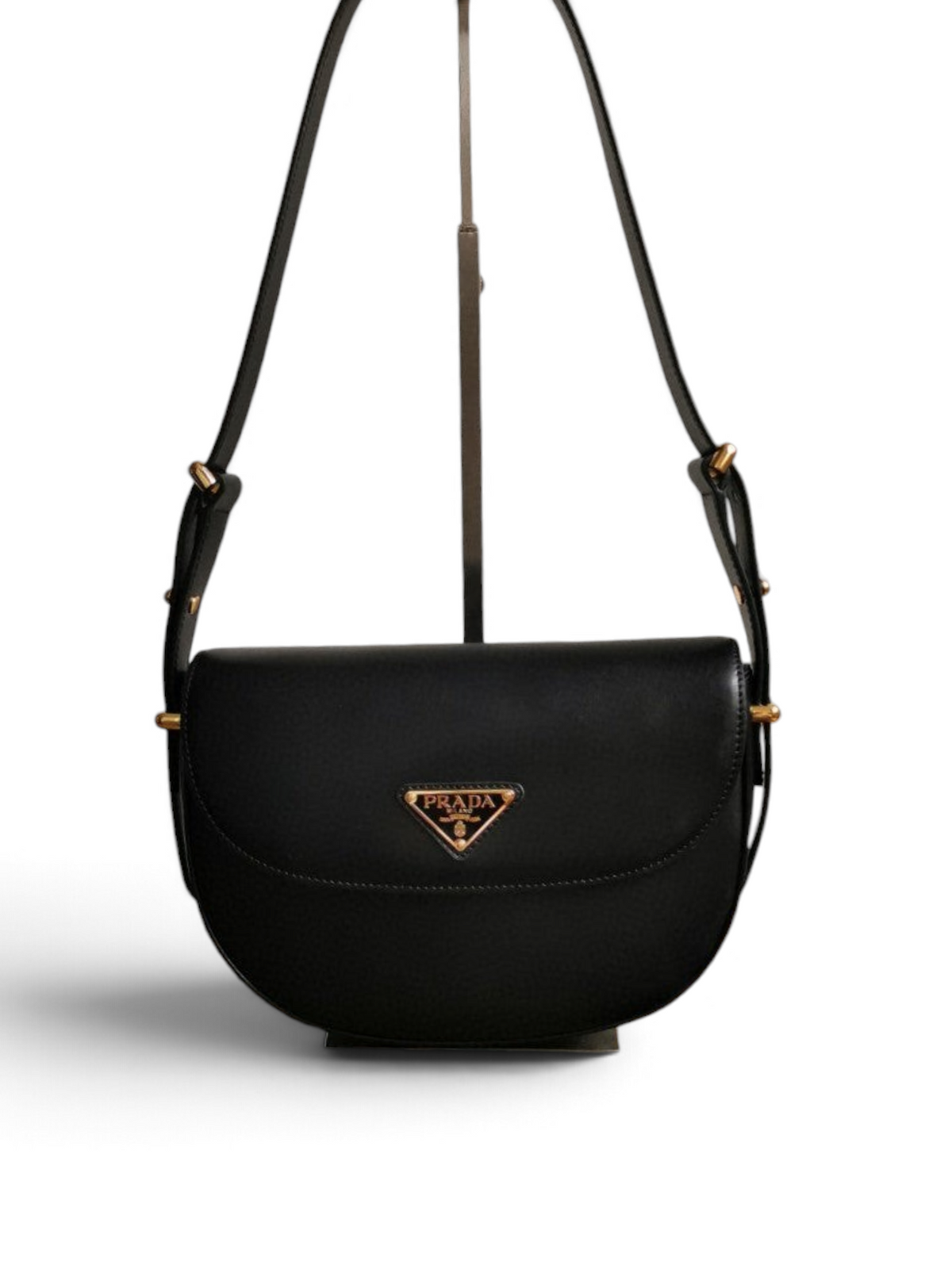 Moon Leather Shoulder Bag - Black - View 1