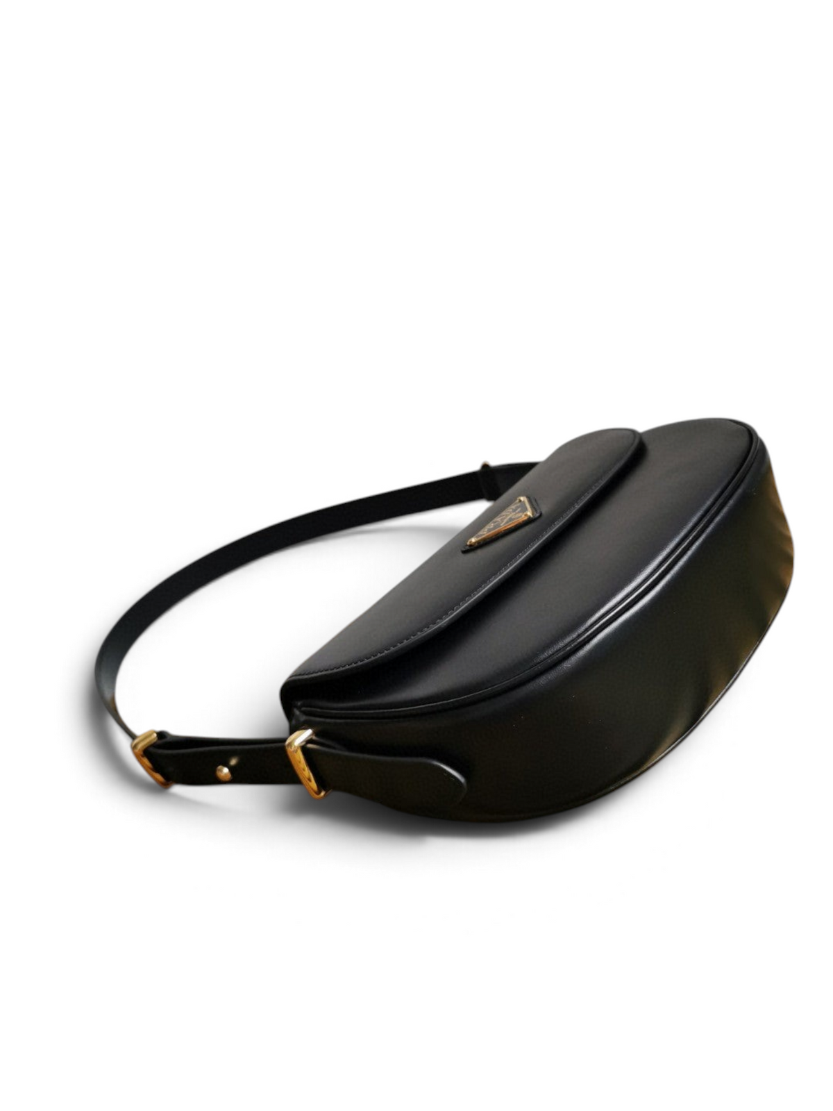 Moon Leather Shoulder Bag - Black - View 4