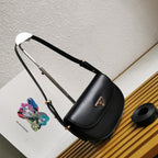 Moon Leather Shoulder Bag - Black - View 3