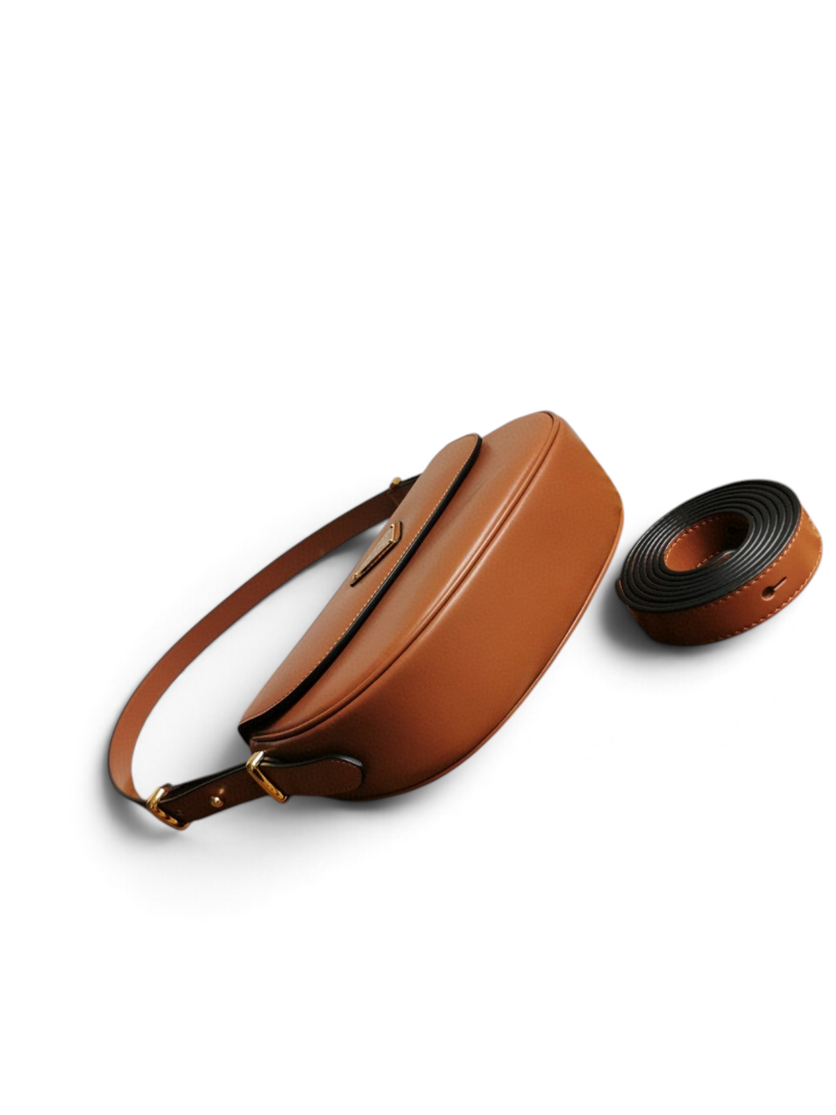 Moon Leather Shoulder Bag - Caramel - View 3