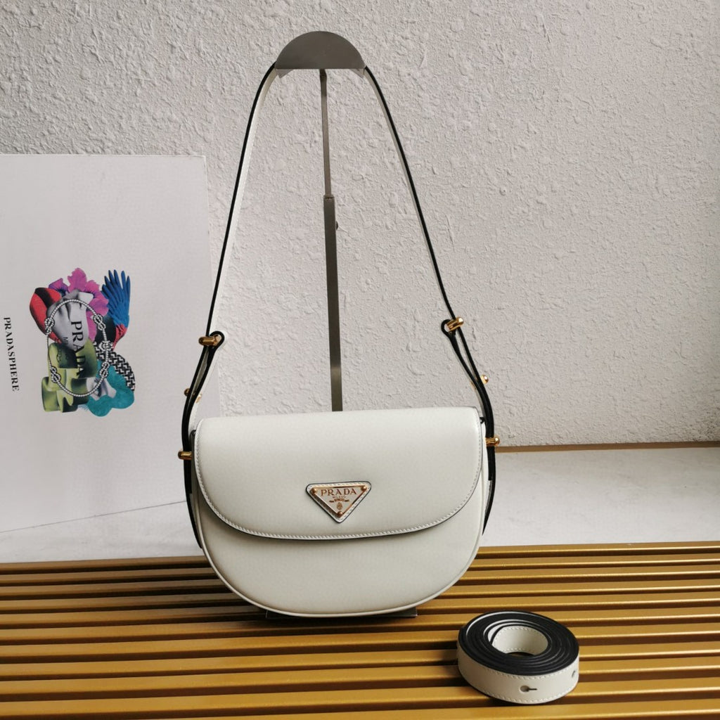 Moon Leather Shoulder Bag - White - View 1