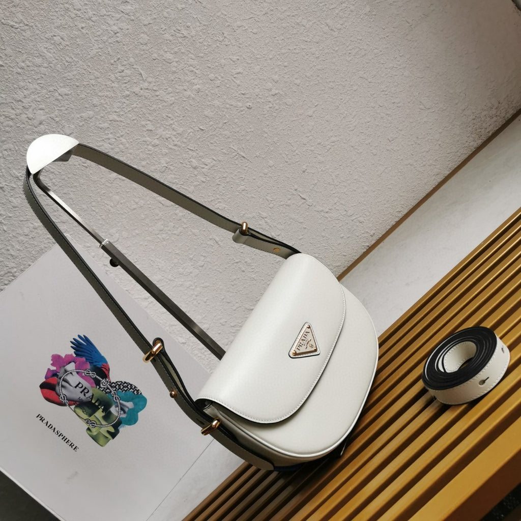 Moon Leather Shoulder Bag - White - View 2