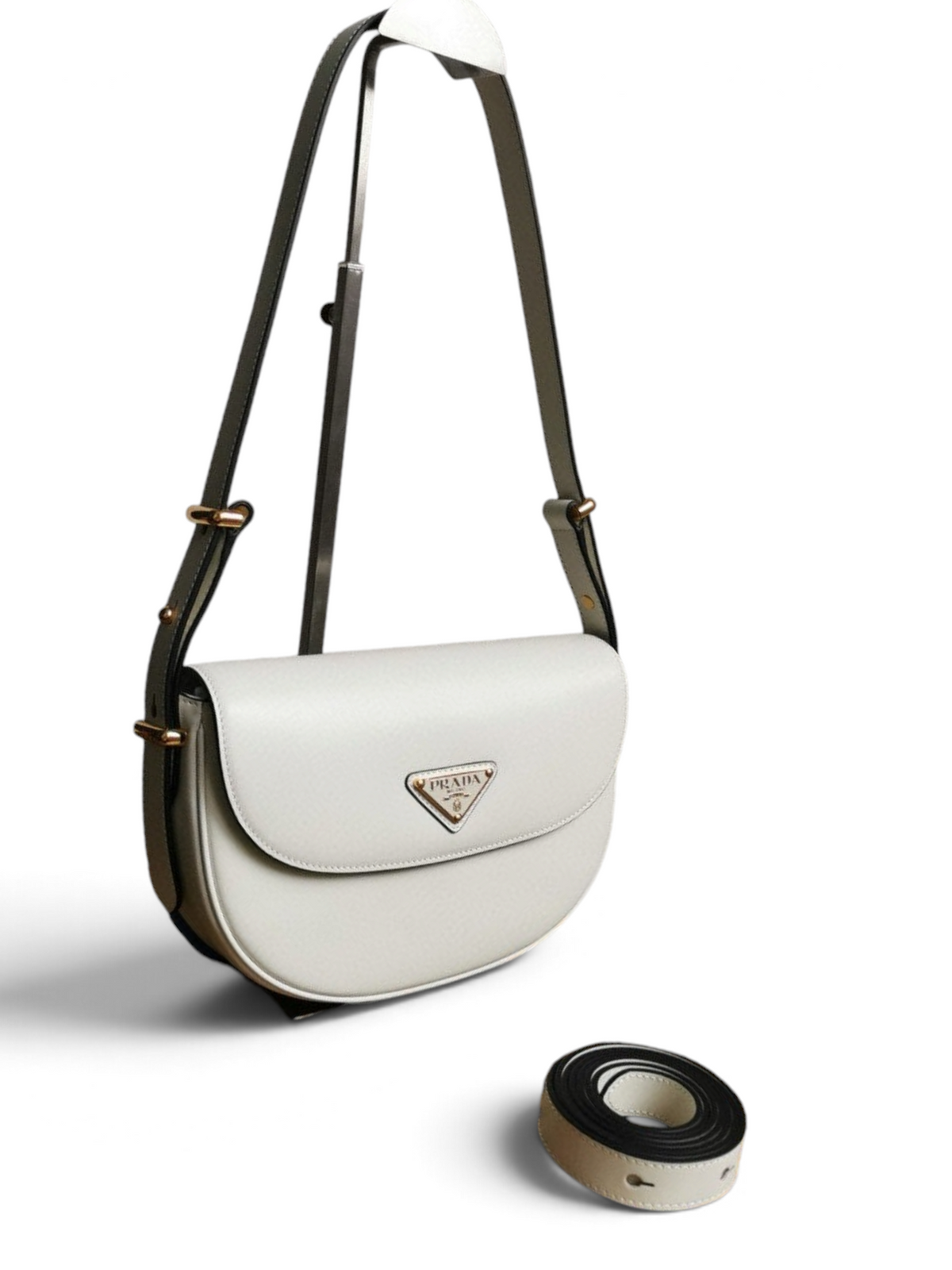 Moon Leather Shoulder Bag - White - View 2