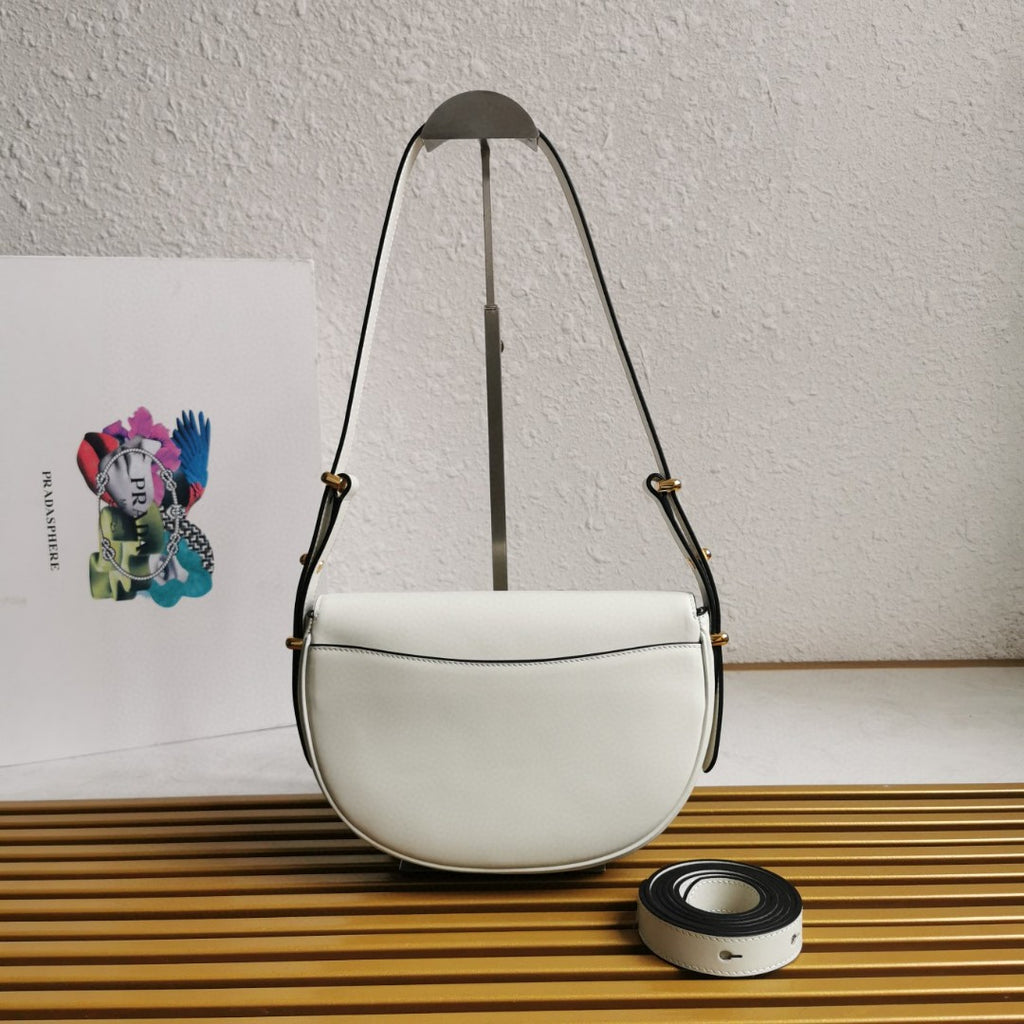 Moon Leather Shoulder Bag - White - View 5