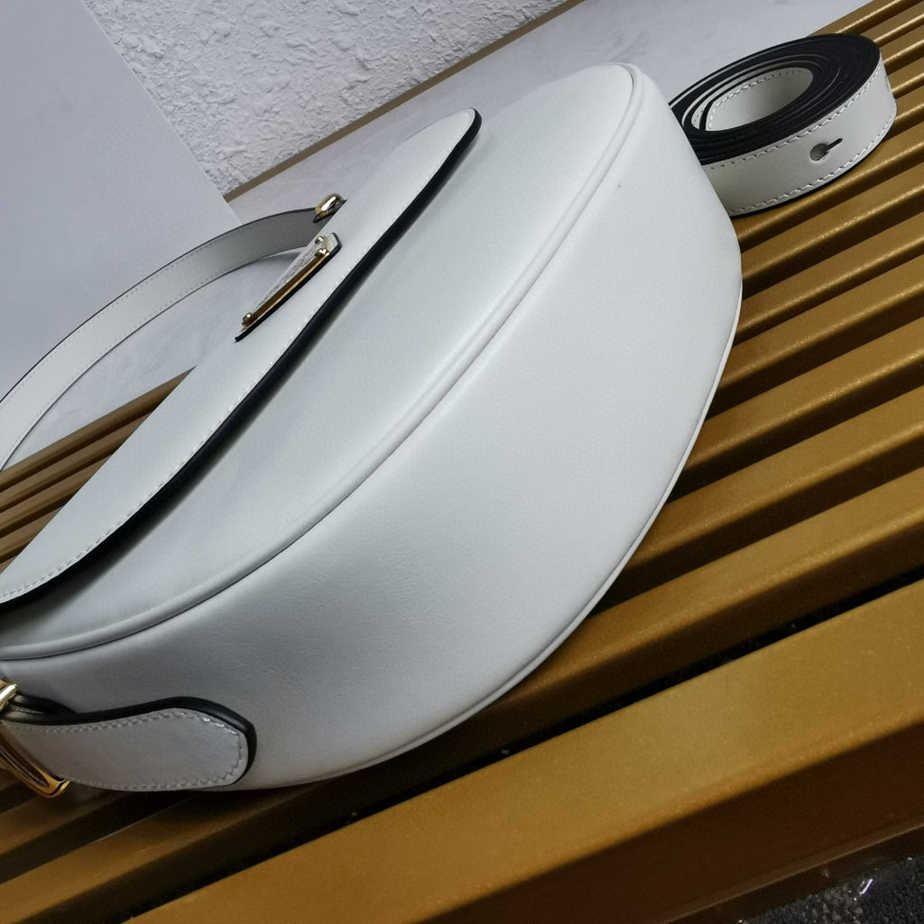 Moon Leather Shoulder Bag - White - View 8