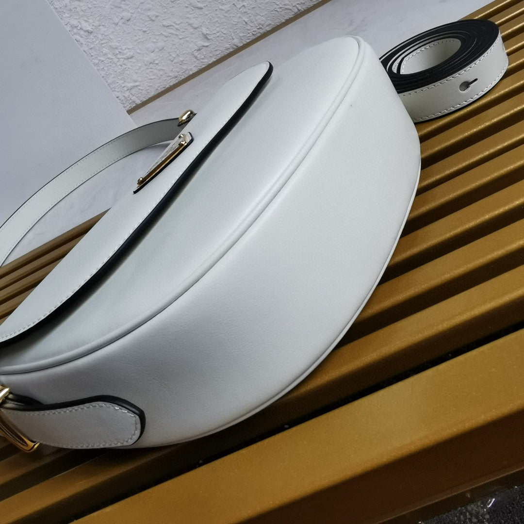 Moon Leather Shoulder Bag - White - View 8