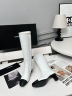 High-Heel Leather Knee-High Boots