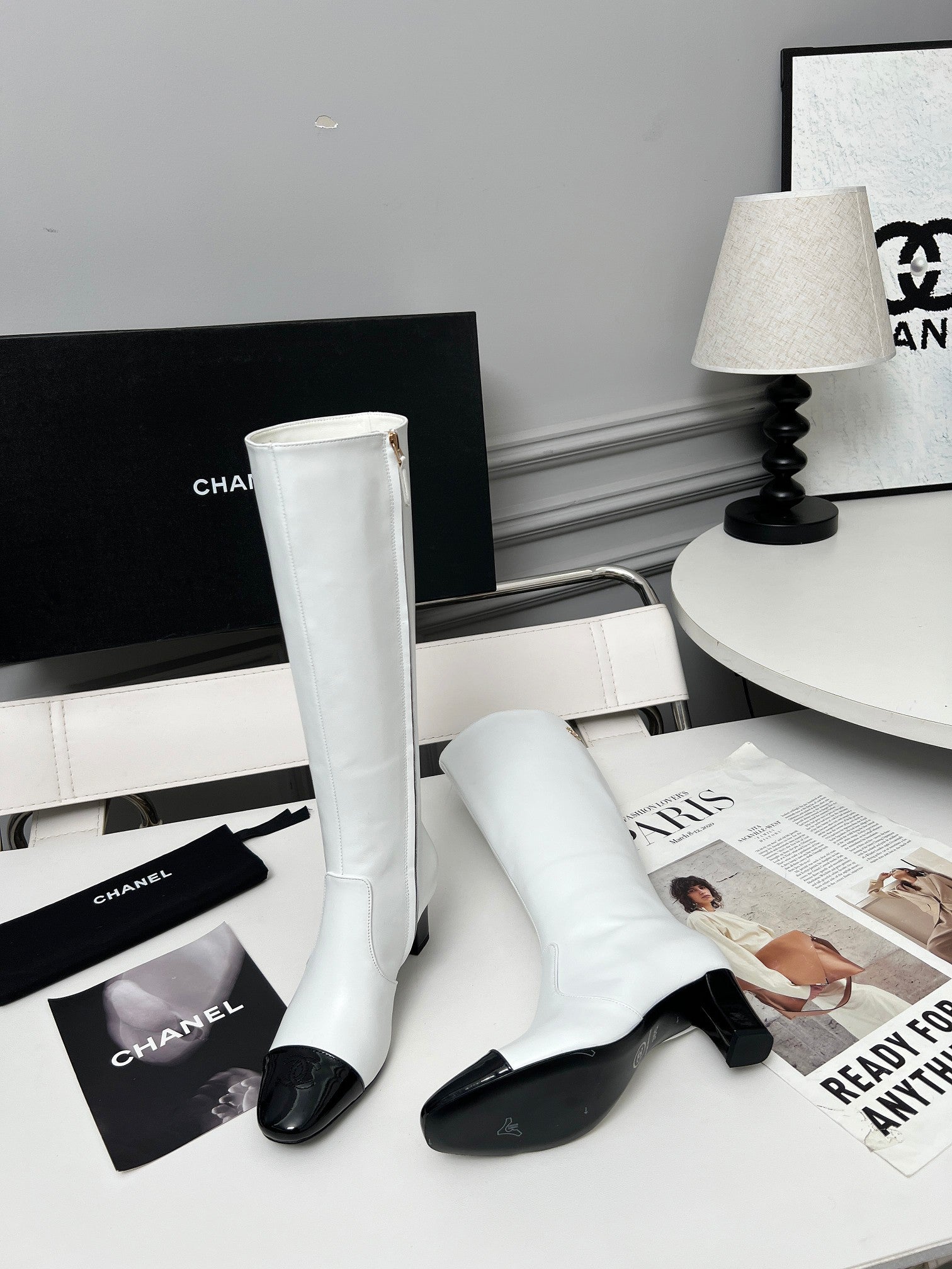 High-Heel Leather Knee-High Boots