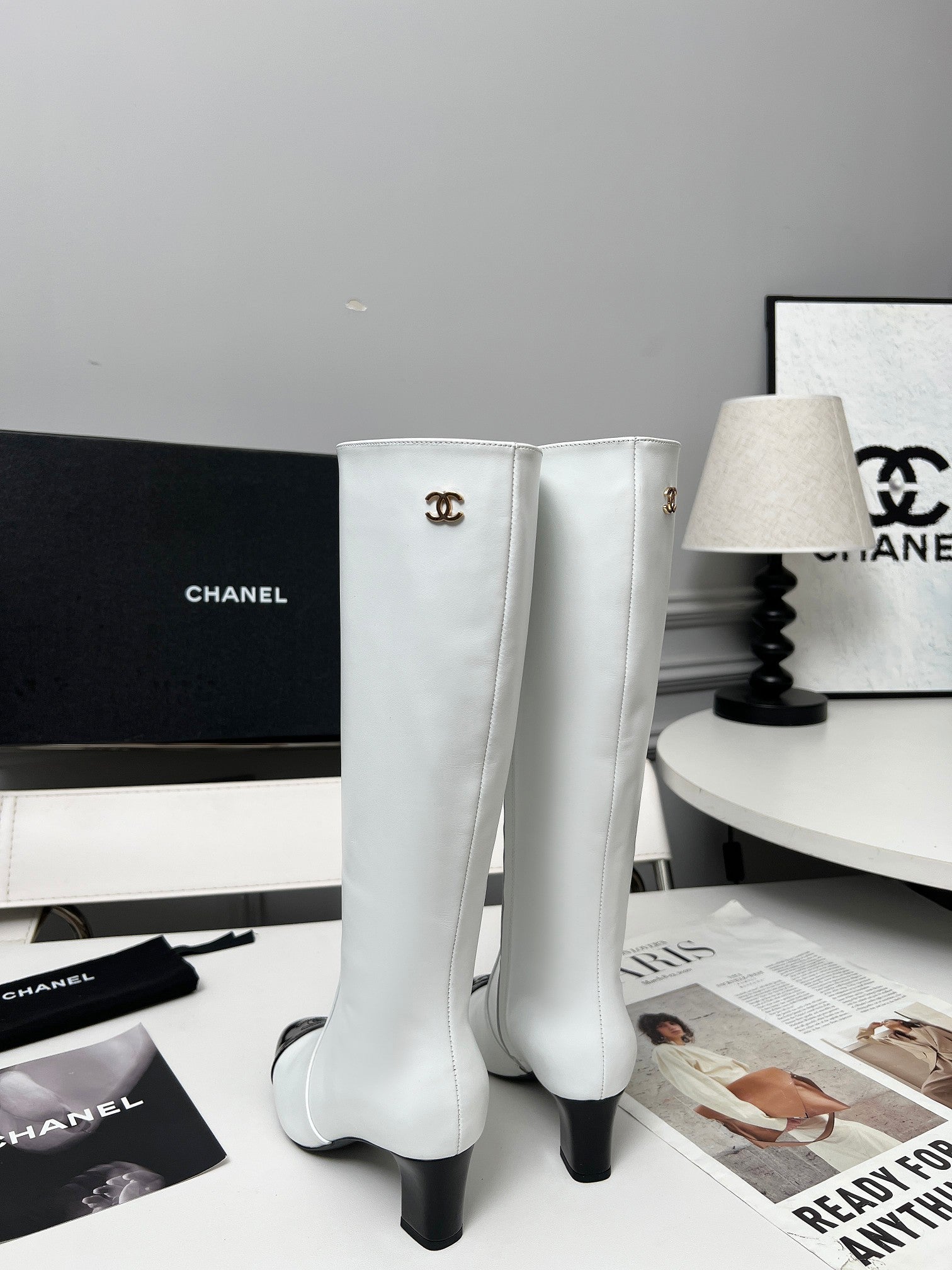 High-Heel Leather Knee-High Boots