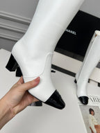 High-Heel Leather Knee-High Boots