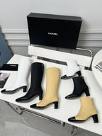 High-Heel Leather Knee-High Boots