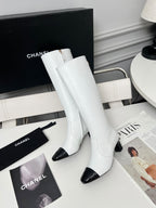 High-Heel Leather Knee-High Boots